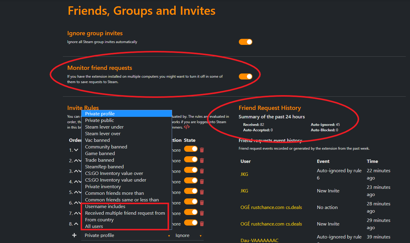 Friends, groups and invites