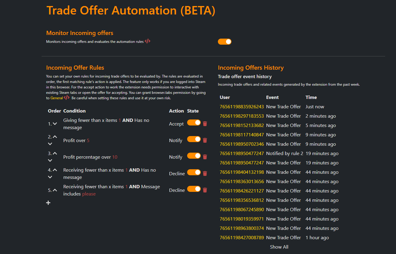 Trade Offer Automation (BETA)